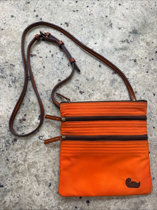 Dooney & Bourke Handbags - Dooney & Bourke Orange Nylon Triple Zip Crossbody Bag 7.5" x 8" Adjustable Strap